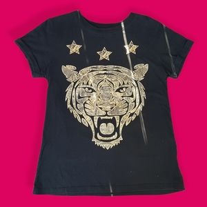 Gold Tiger Graphic Black Tee